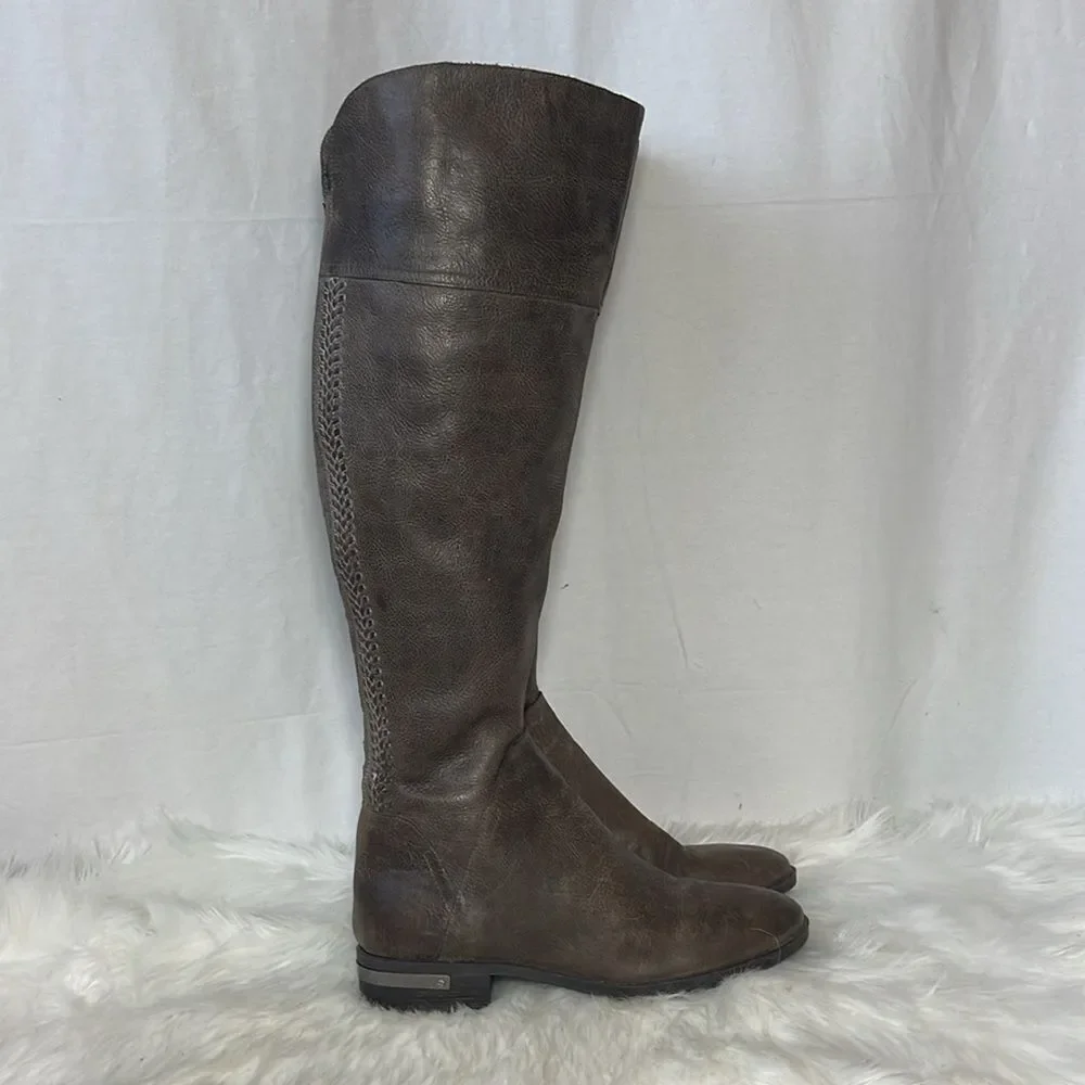 Vince Camuto Pedra Grey‎ Leather Over The Knee Riding Boots Sz 9